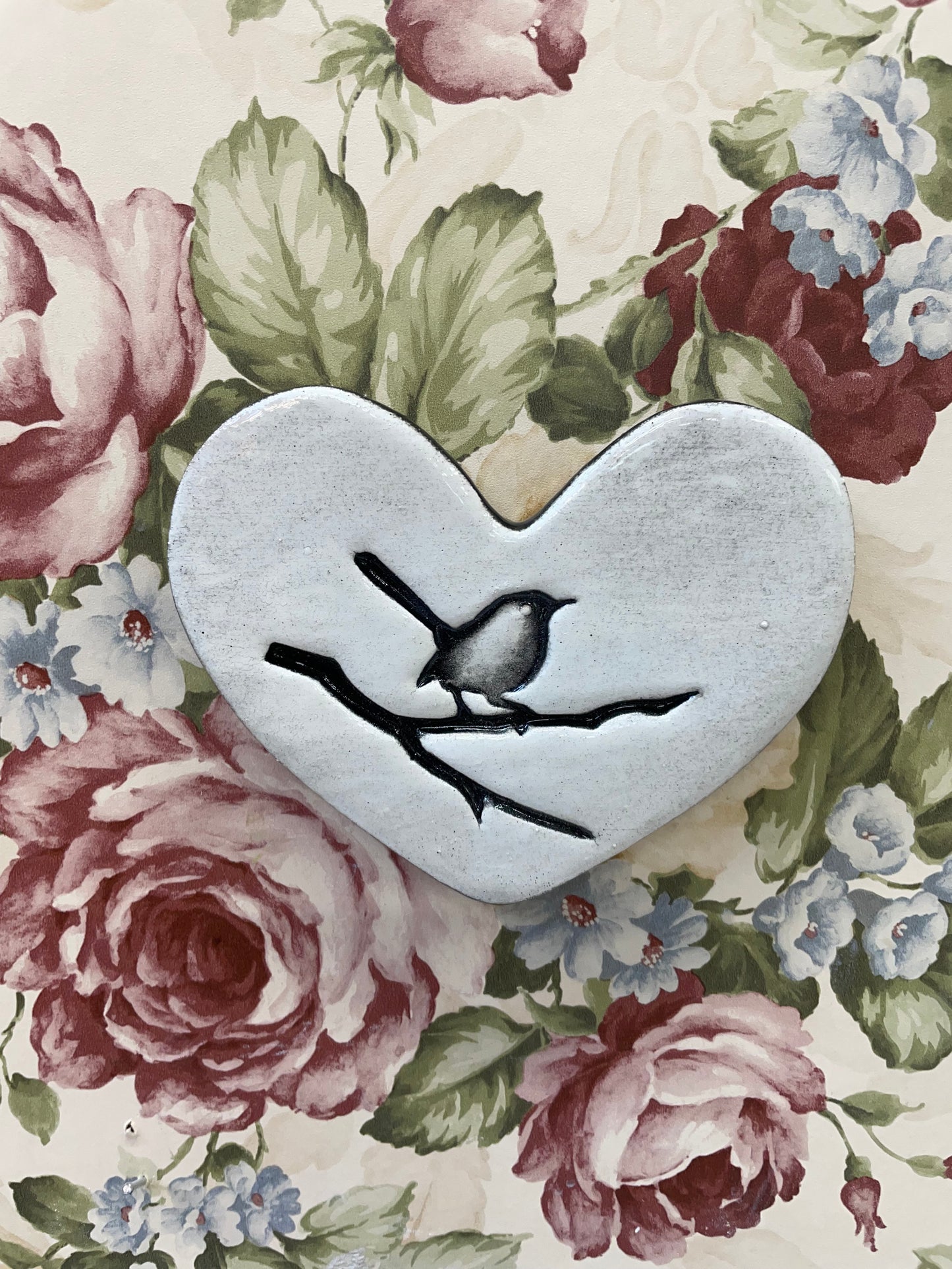White Bird on a Branch Heart