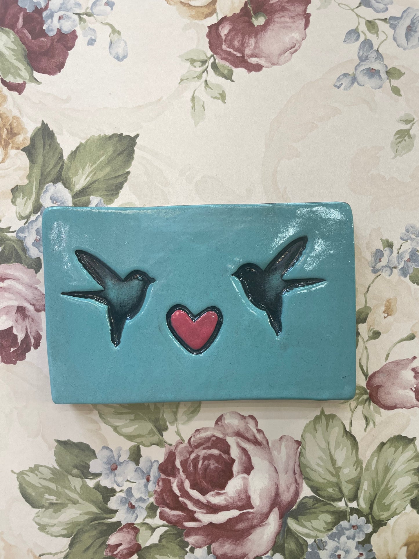 Two sweet birds and red heart duckegg