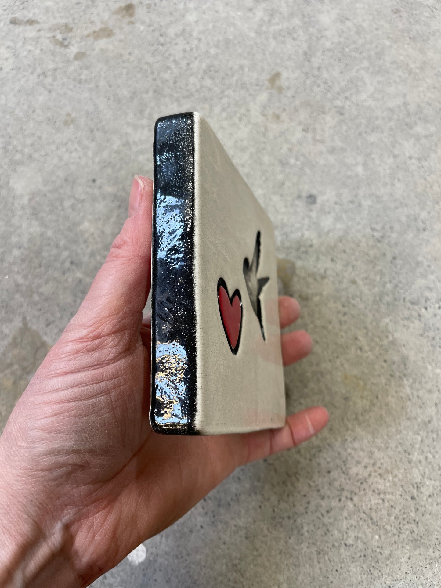 White Bird with Heart Tile