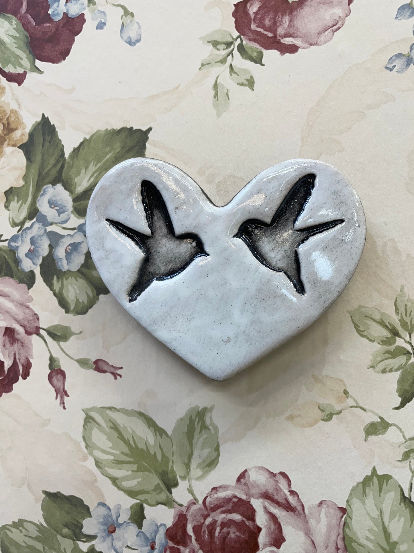 White Double Bird Heart