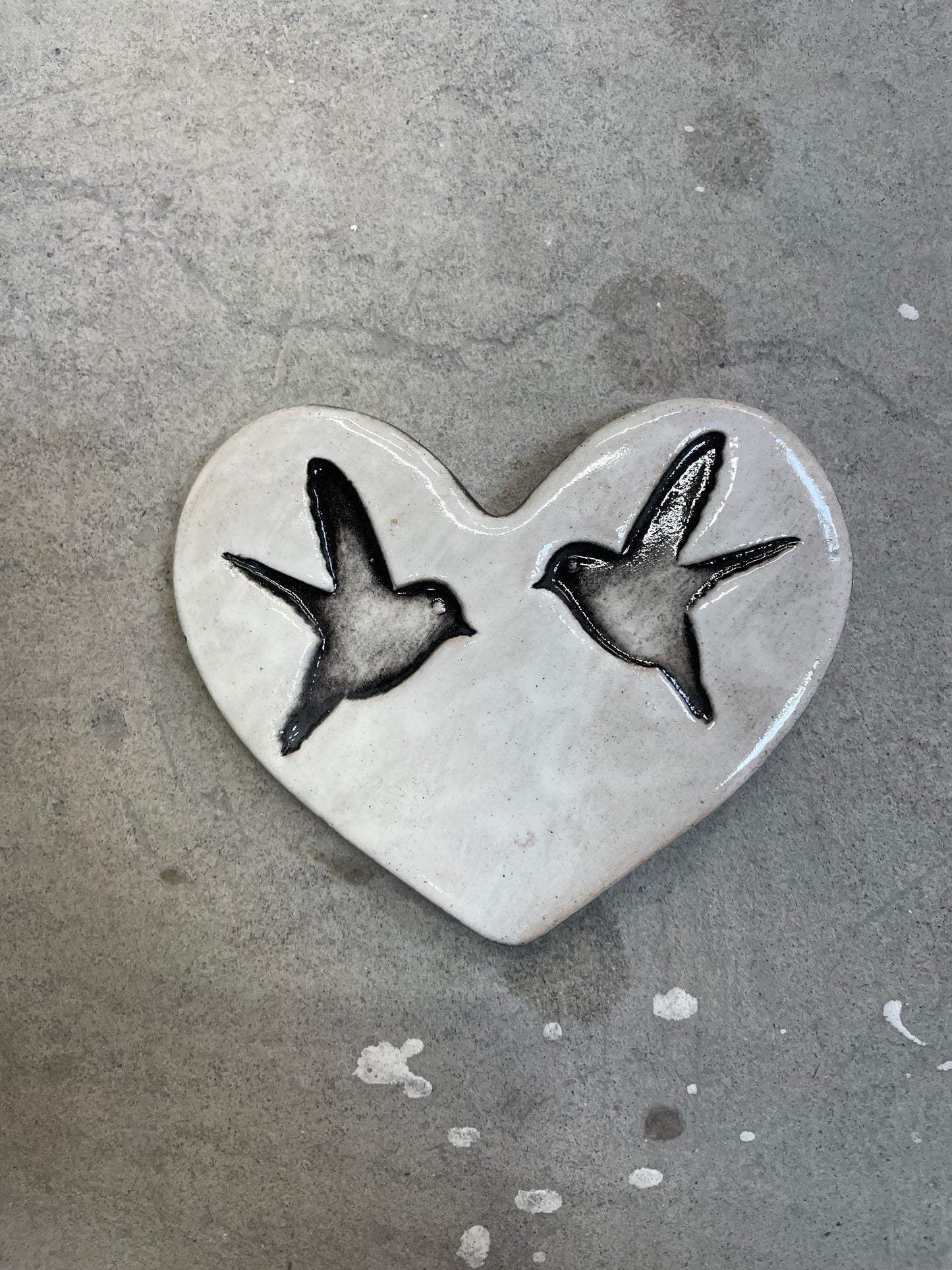 White Double Bird Heart