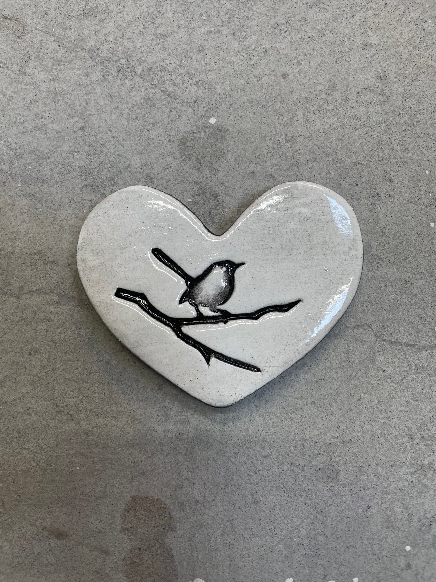 White Bird on a Branch Heart