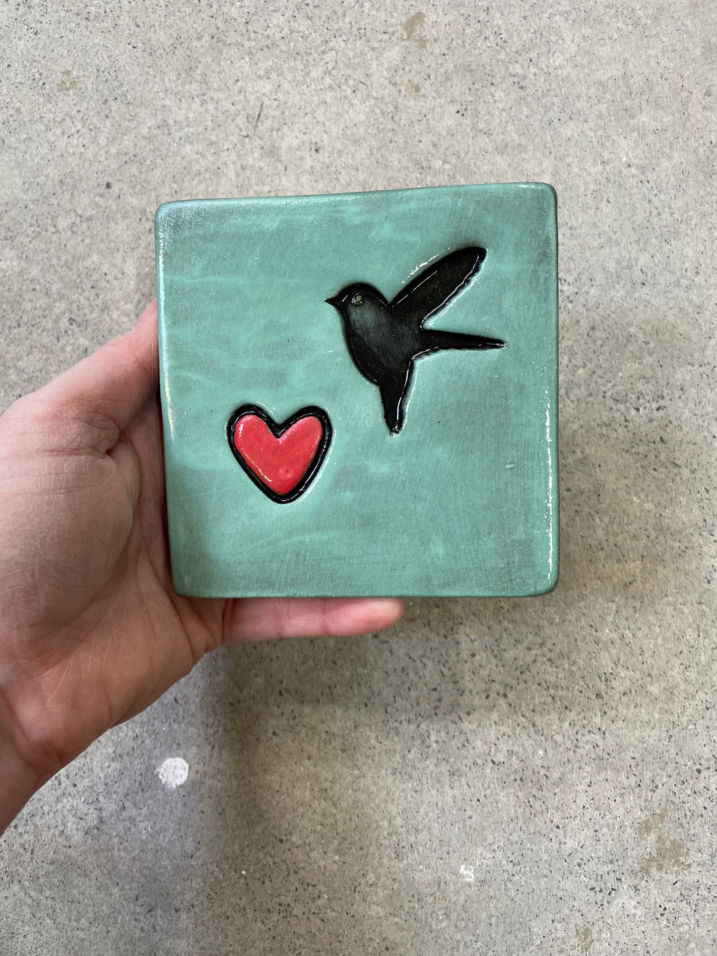 Duckegg Bird and Heart Tile