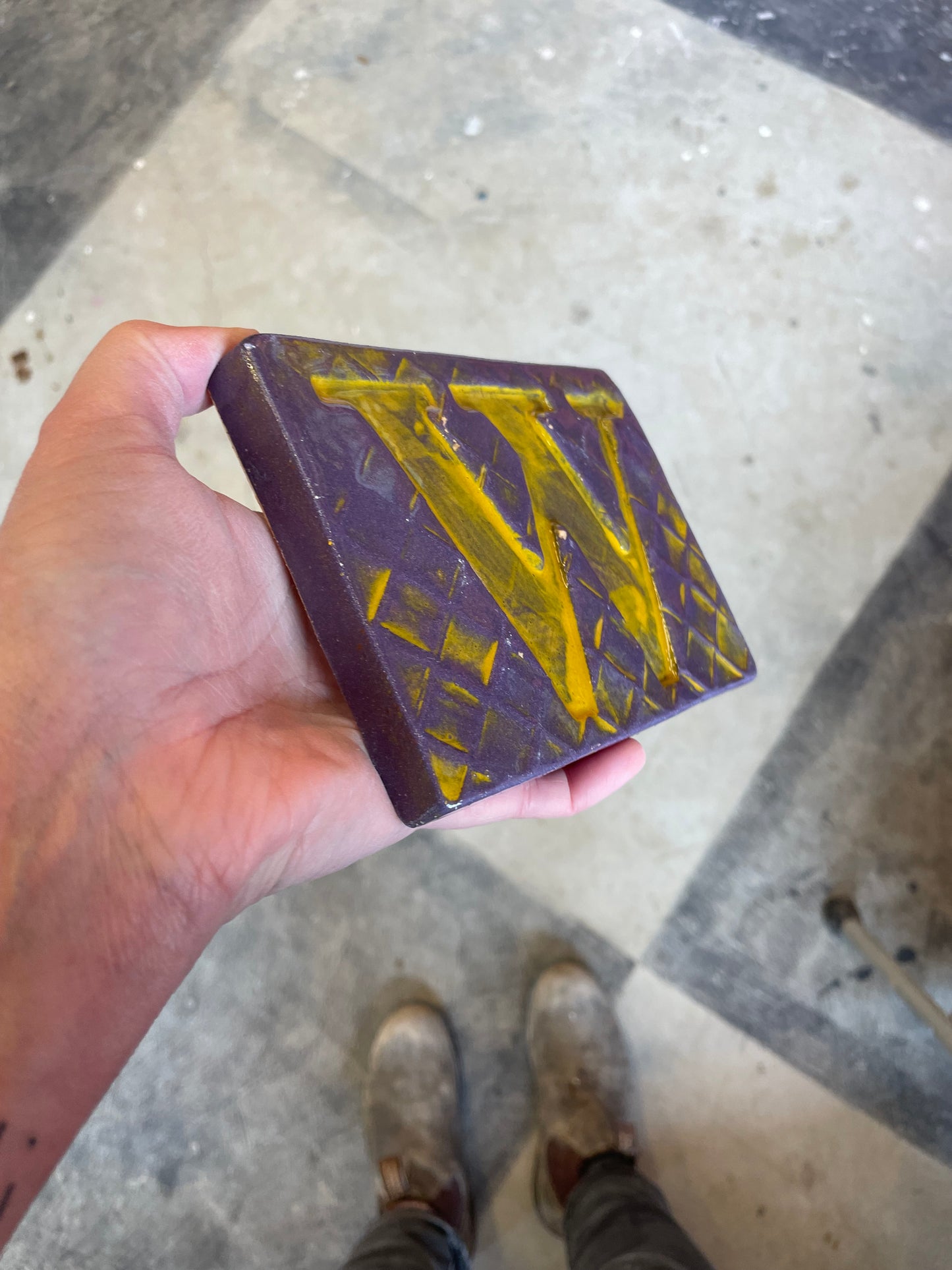 Letter W ceramic tile