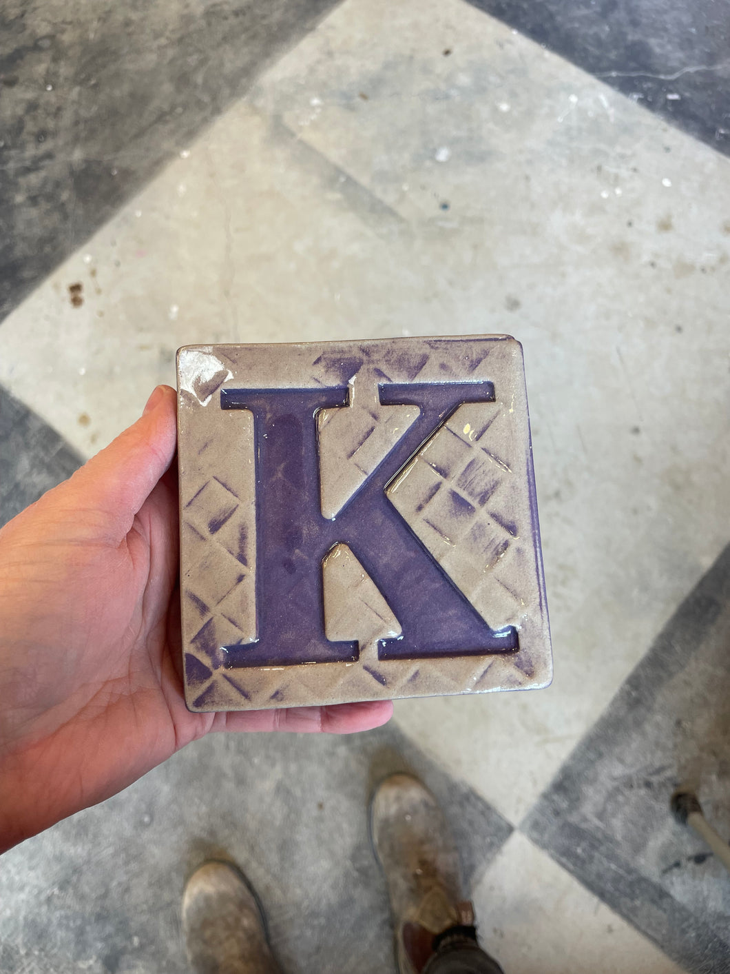 Letter K ceramic tile