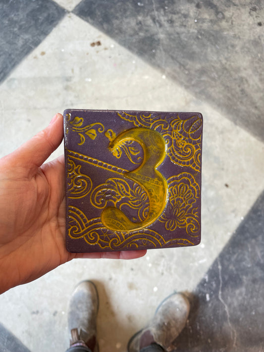 Number 3 ceramic tile