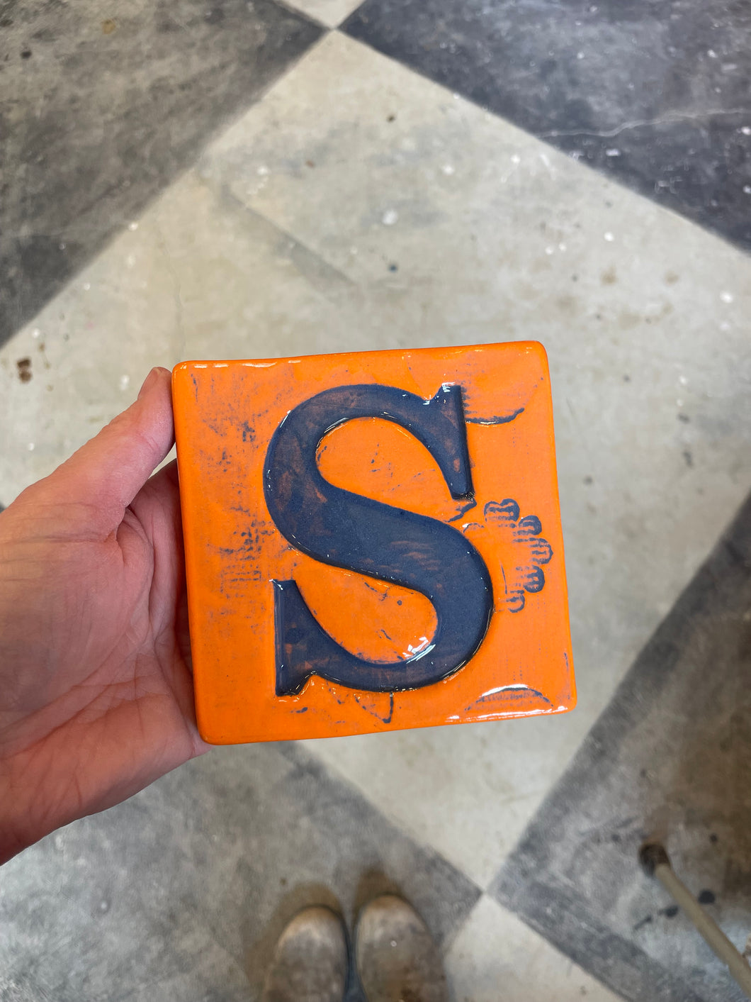 Letter S ceramic tile