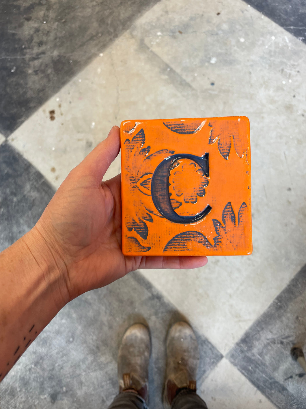 Letter C ceramic tile