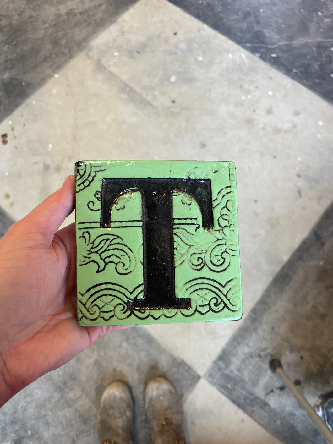 Letter T ceramic tile