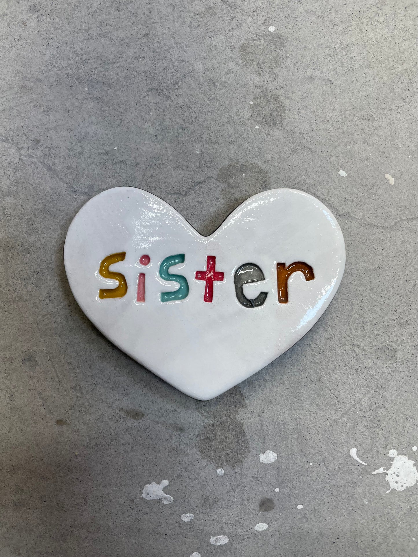 Ceramic Sister Heart tile