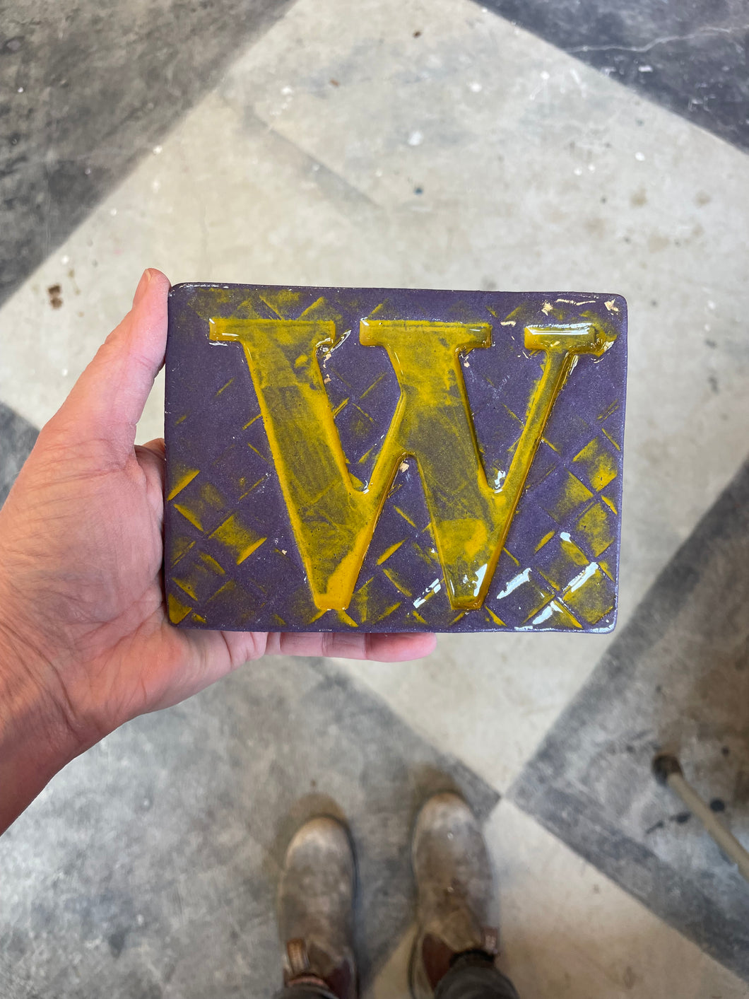 Letter W ceramic tile