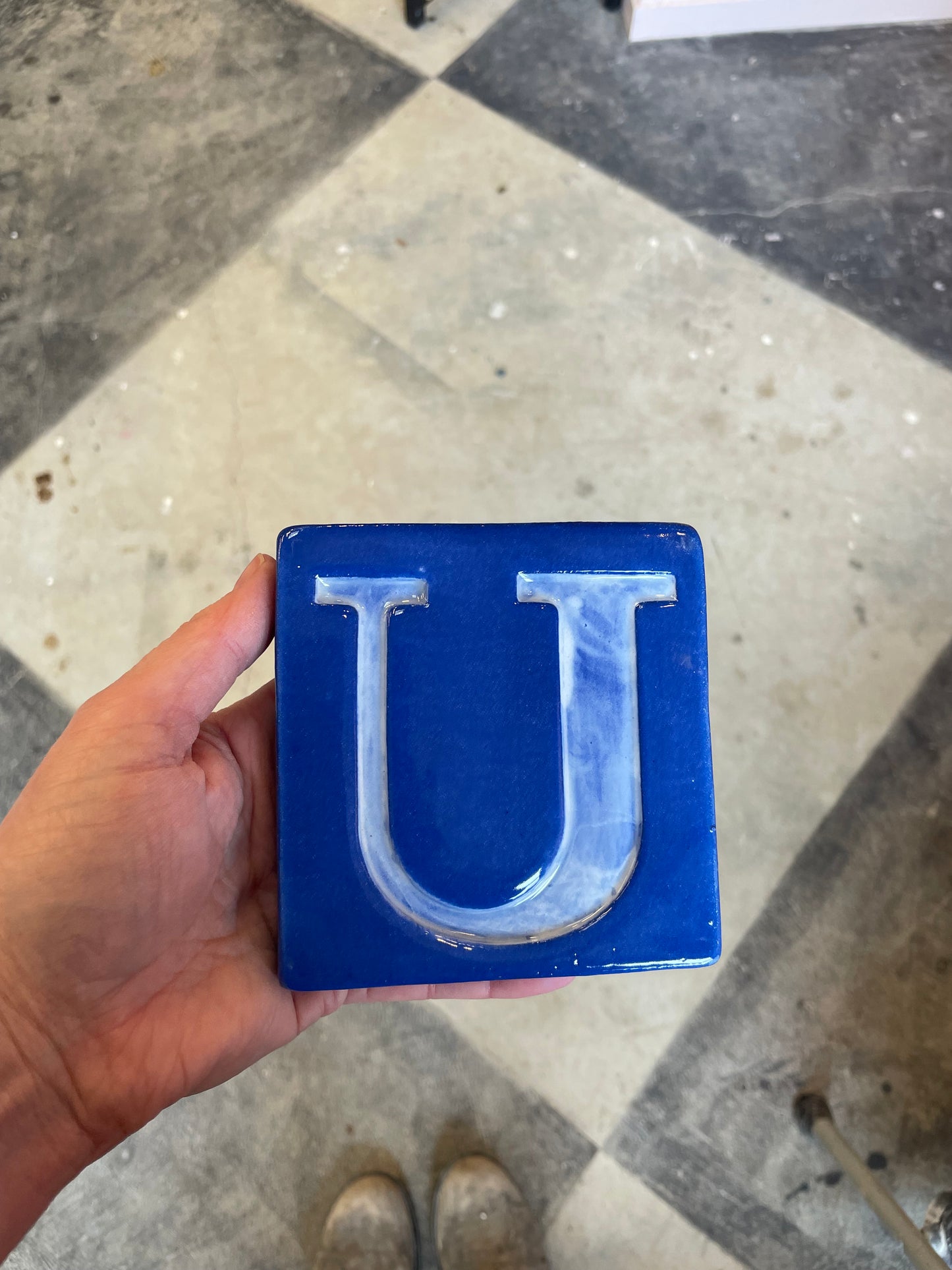 Letter U ceramic tile