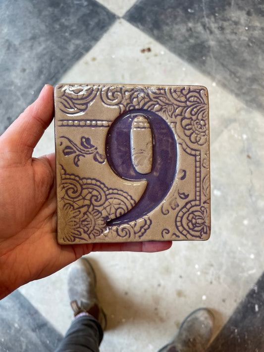 Number 9 ceramic tile