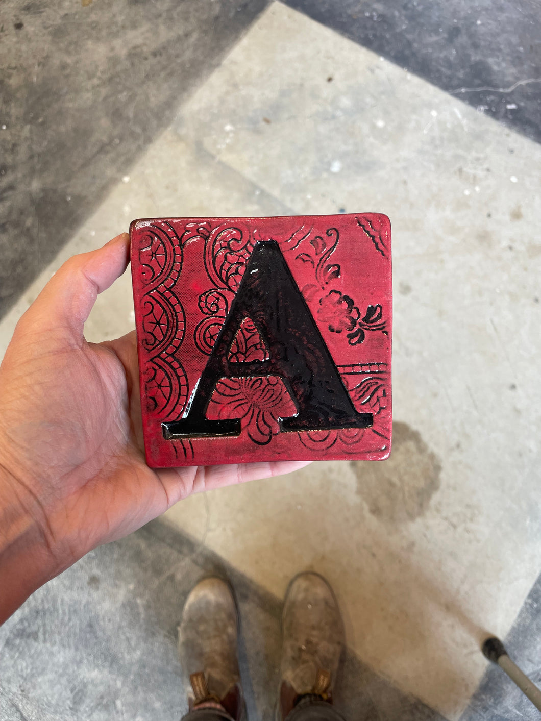 Letter A ceramic tile