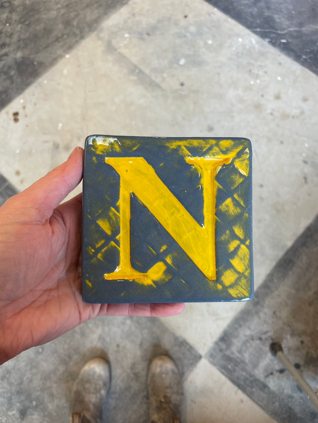 Letter N ceramic tile