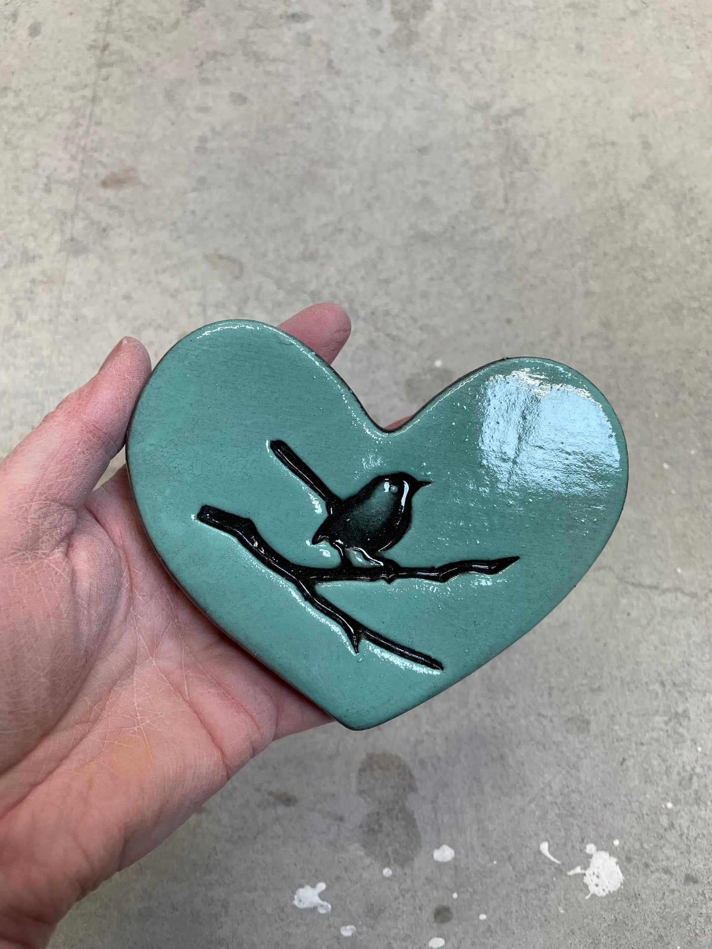 Duckegg Bird on Branch Heart