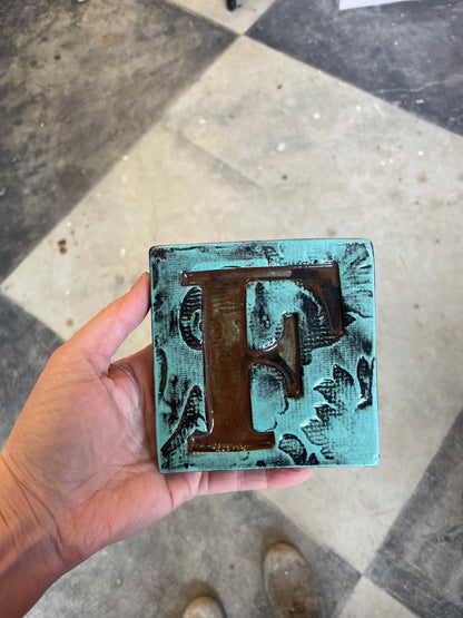 Letter F ceramic tile