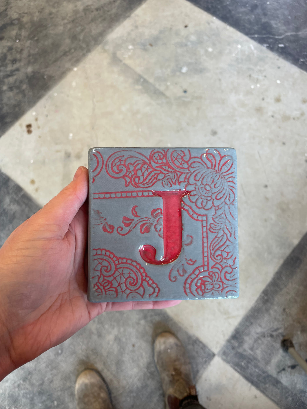 Letter J ceramic tile