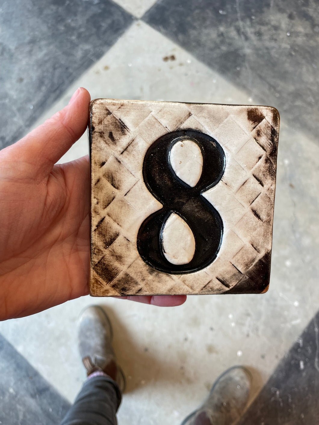 Number 8 ceramic tile