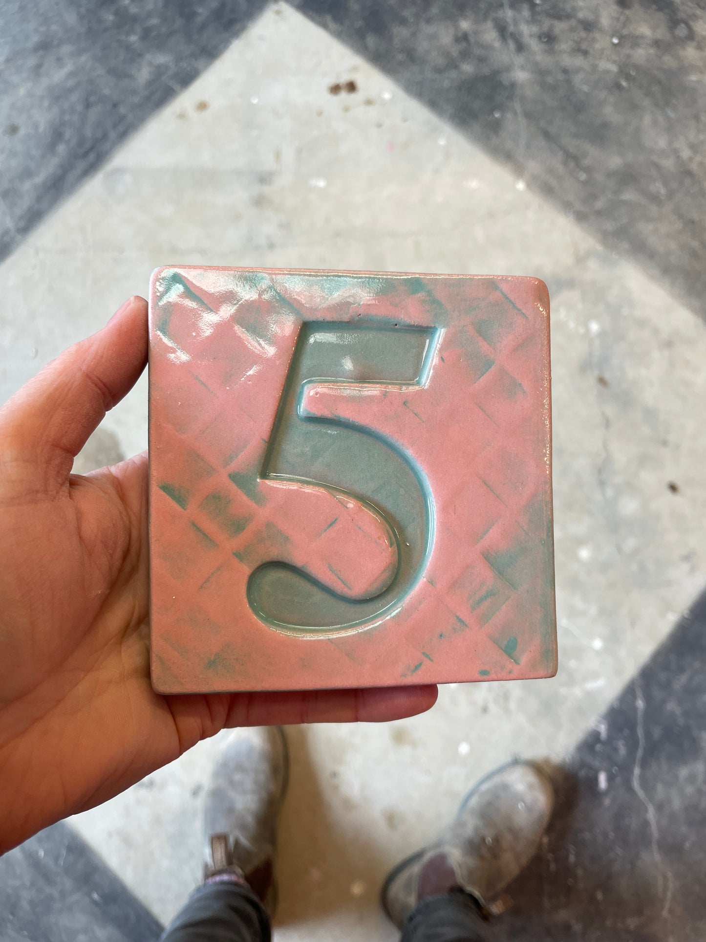 Number 5 ceramic tile