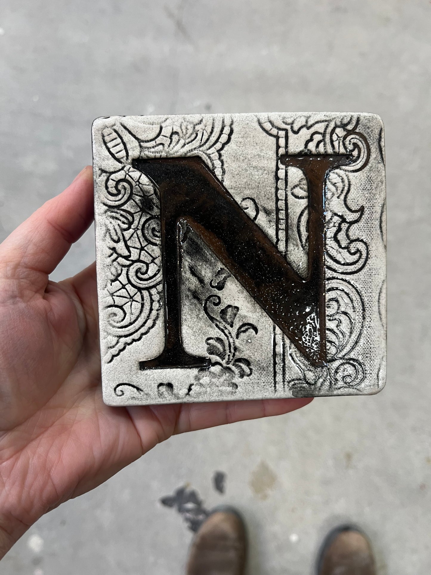 Letter N ceramic tile
