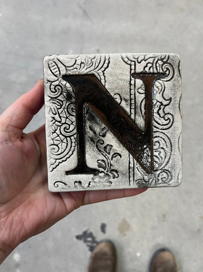 Letter N ceramic tile
