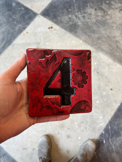 Number 4 ceramic tile