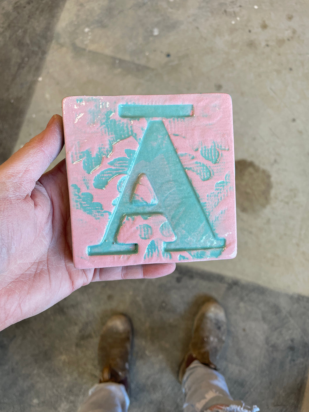 Letter A with tohutō ceramic tile