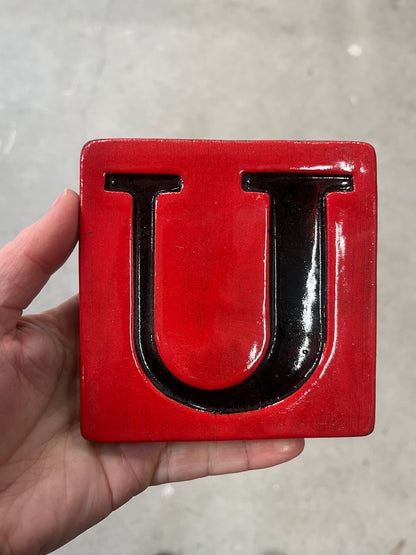 Letter U ceramic tile