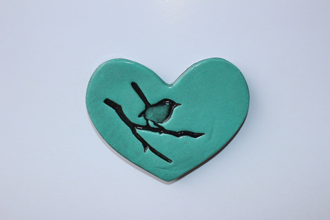 Duckegg Bird on Branch Heart