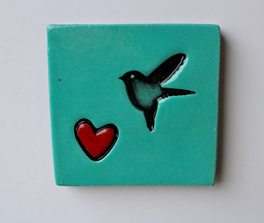 Duckegg Bird and Heart Tile