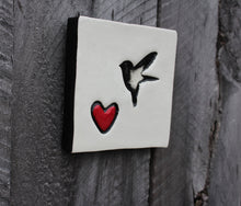 Load image into Gallery viewer, White Bird with Heart Tile

