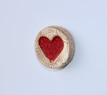 Load image into Gallery viewer, ceramic brown lace heart pebble
