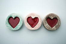 Load image into Gallery viewer, ceramic pink lace heart pebble
